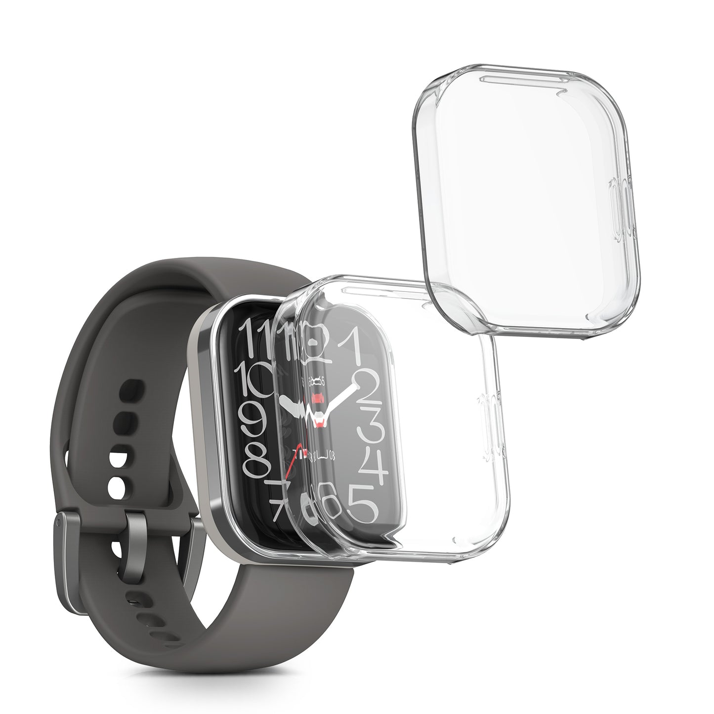 kwmobile 2x Schutzhülle kompatibel mit 22mm Amazfit Bip 6 / Bip 5 Unity / Bip 5 / GTS 3 / Balance 2 / Helio Strap Hülle - Fullbody Cover Set aus Silikon - Transparent Transparent  [dsg01]