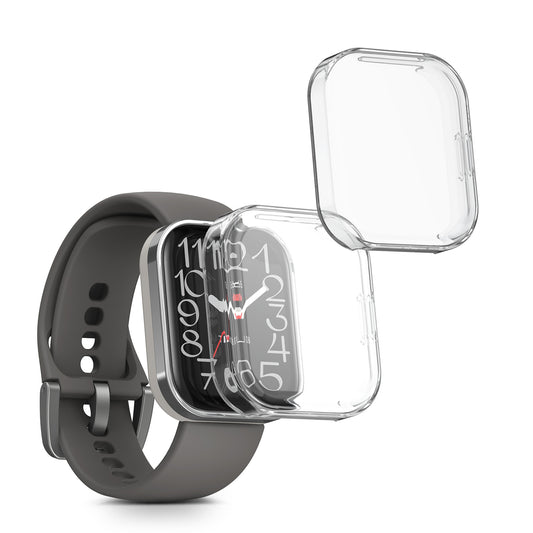 kwmobile 2x Schutzhülle kompatibel mit 22mm Amazfit Bip 6 / Bip 5 Unity / Bip 5 / GTS 3 / Balance 2 / Helio Strap Hülle - Fullbody Cover Set aus Silikon - Transparent Transparent  [dsg01]