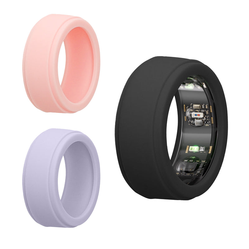 kwmobile 3x Smart Ring Protector kompatibel mit Oura Ring Gen 3 - S size 6 7 8 9 10 Hülle - Weiches Silikon Case - Schutzhülle in Dunkelgrau Lavendel Altrosa Dunkelgrau  [dsg02]