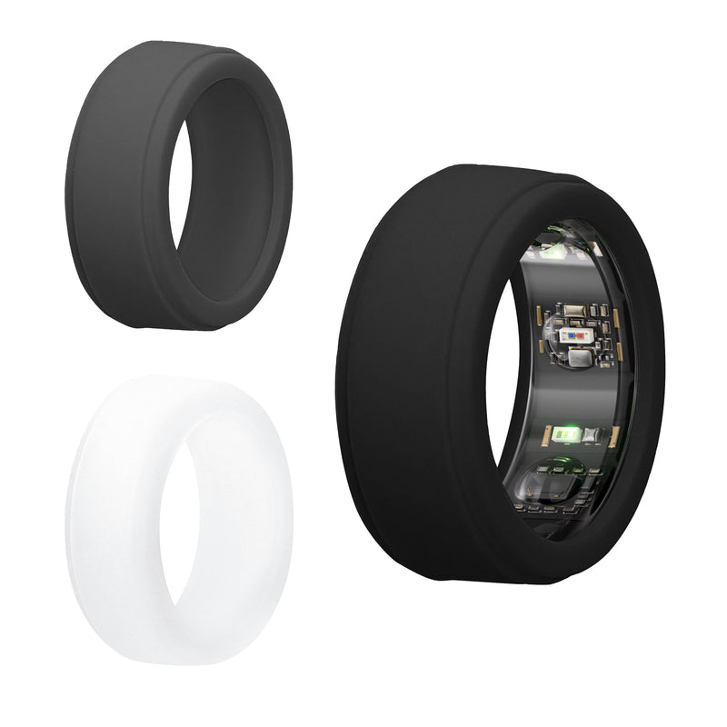 kwmobile 3x Smart Ring Protector kompatibel mit Oura Ring Gen 3 - M size 11 12 13 Hülle - Weiches Silikon Case - Schutzhülle in Schwarz Grau Transparent Schwarz  [dsg01]