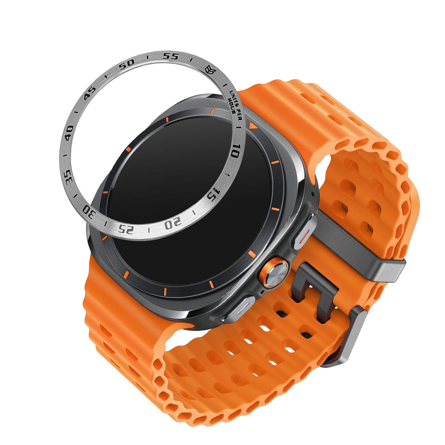 kwmobile Schutzring kompatibel mit Samsung Galaxy Watch Ultra 47mm Fitnesstracker - Bezel Ring Lünette in Silber Schwarz Silber  [dsg02]