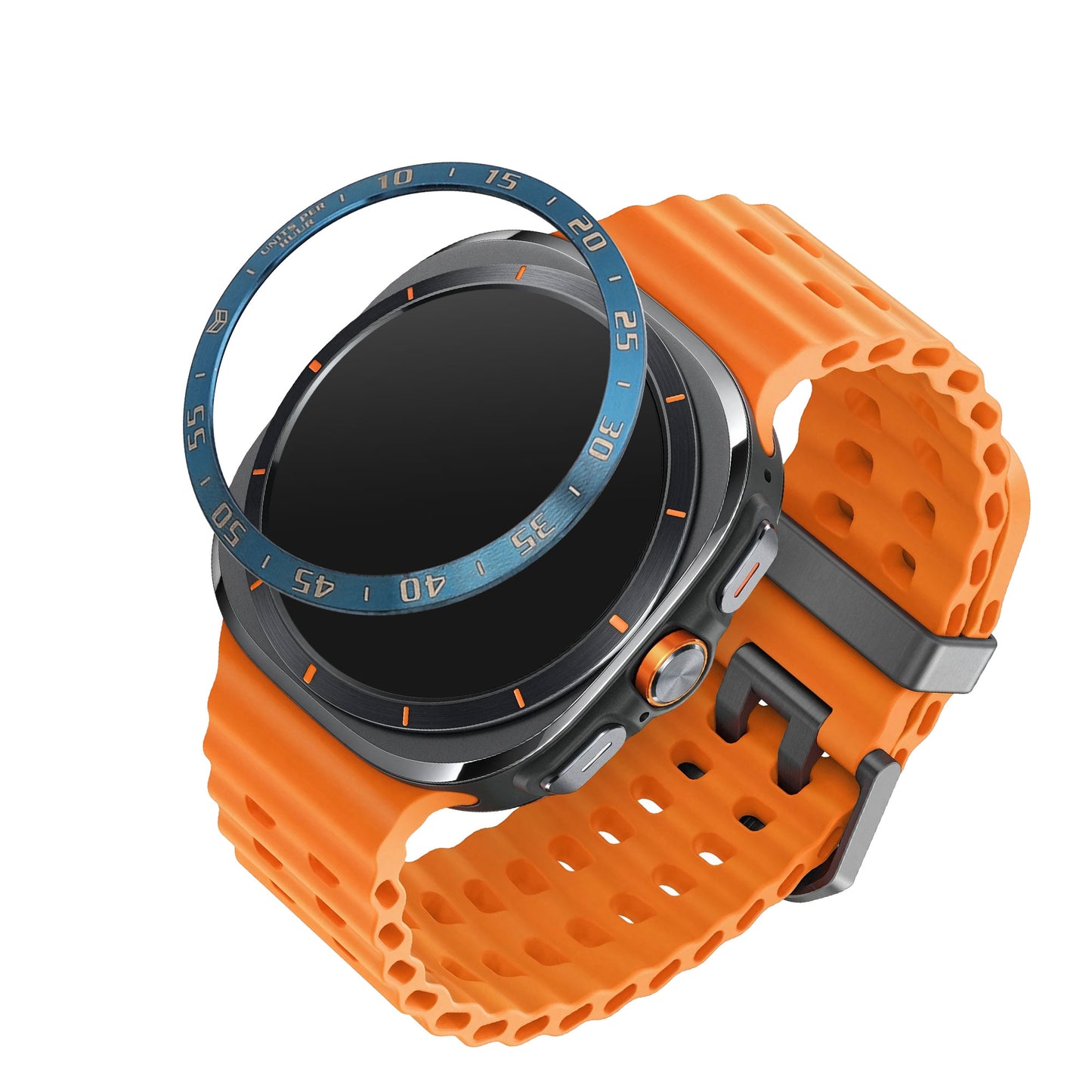 kwmobile Schutzring kompatibel mit Samsung Galaxy Watch Ultra 47mm Fitnesstracker - Bezel Ring Lünette in Blau Weiß Blau  [dsg03]
