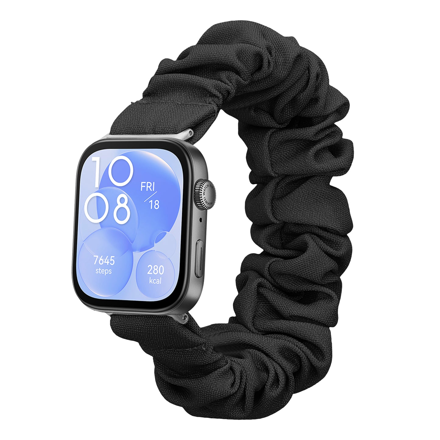 kwmobile Ersatz Armband kompatibel mit Huawei Watch Fit 3 / Fit 4 - Smartwatch Scrunchie Haargummi Design Schwarz - Innenmaße 14 - 19 cm Schwarz  [dsg01]