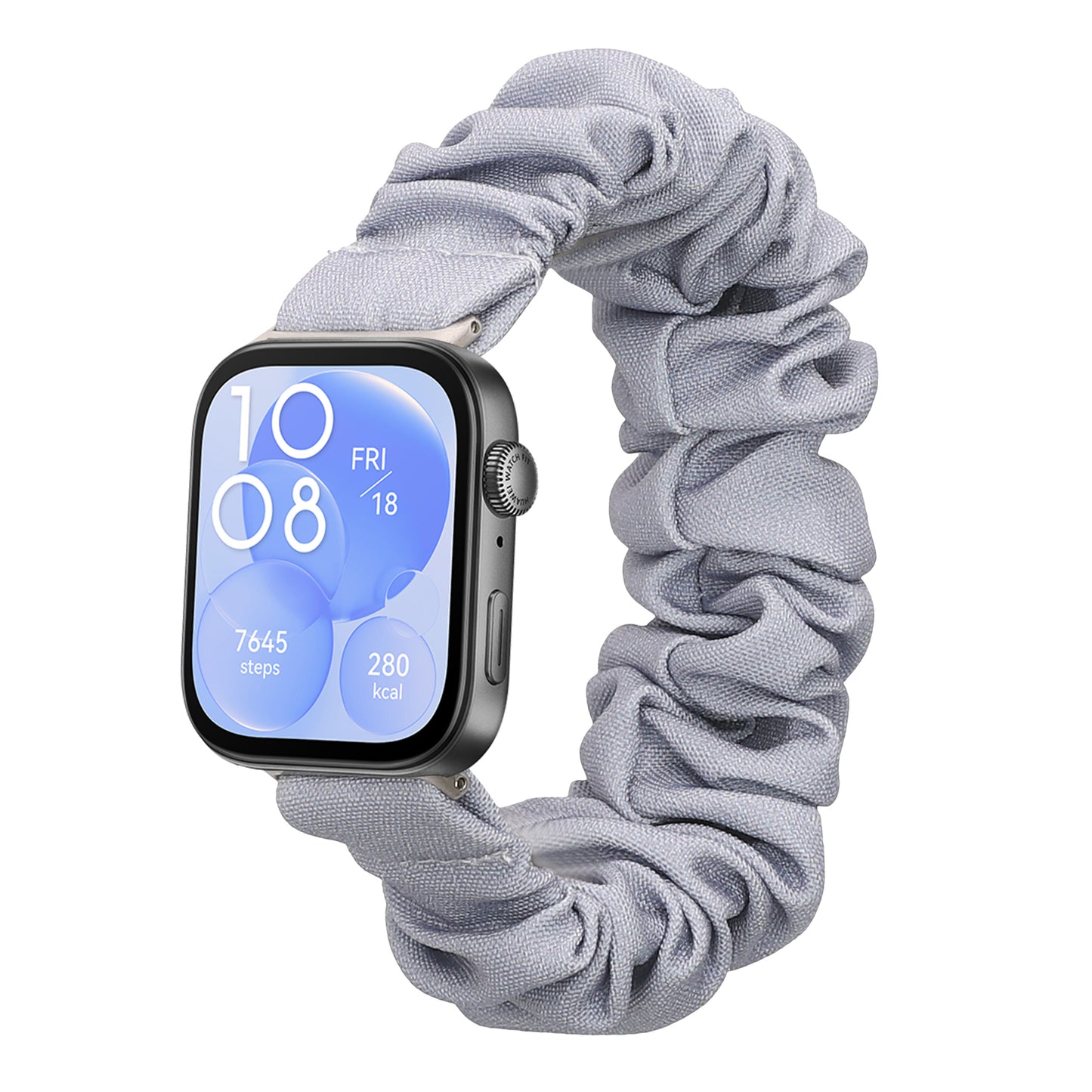 kwmobile Ersatz Armband kompatibel mit Huawei Watch Fit 3 / Fit 4 - Smartwatch Scrunchie Haargummi Design Blaugrau - Innenmaße 14 - 19 cm Blaugrau  [dsg02]