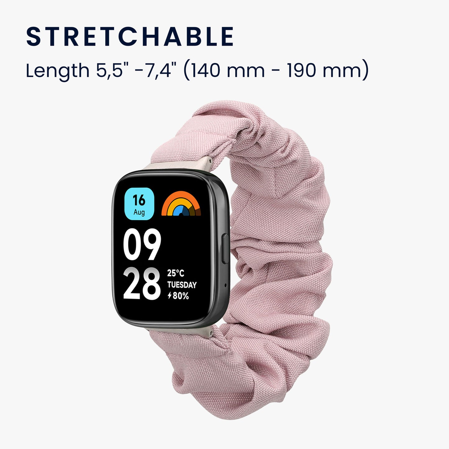 kwmobile Ersatz Armband kompatibel mit Xiaomi Redmi Watch 3 Active / Redmi Watch 3 Lite - Smartwatch Scrunchie Haargummi Design - Innenmaße 14 - 19 cm