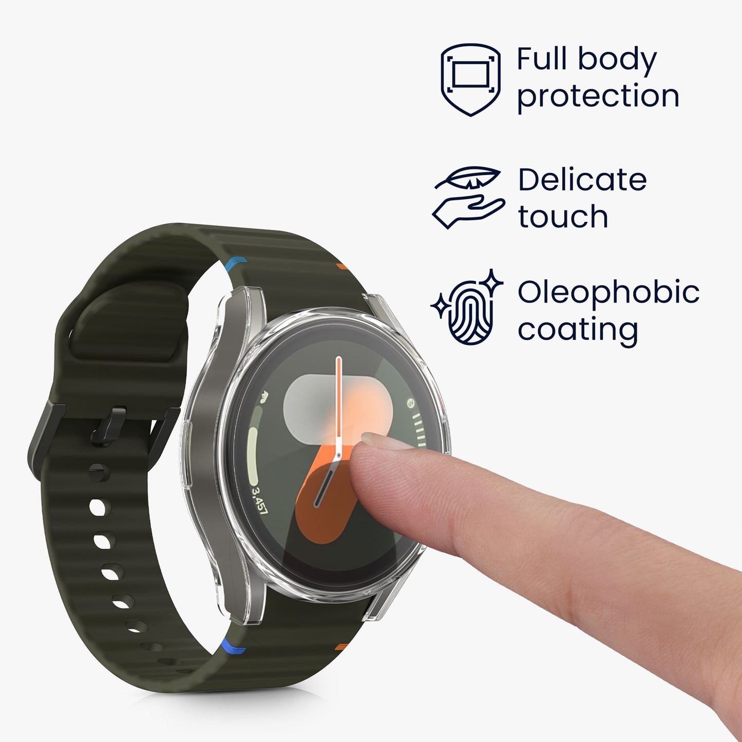 kwmobile Silikon Hülle für Samsung Galaxy Watch 7 40mm Schutzhülle Fullbody Display Cover Set