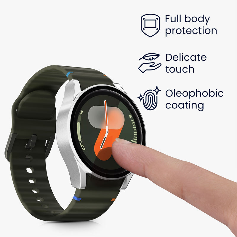 kwmobile Glas Hülle für Samsung Galaxy Watch 7 40mm Schutzhülle Fullbody Fitnesstracker Case Set