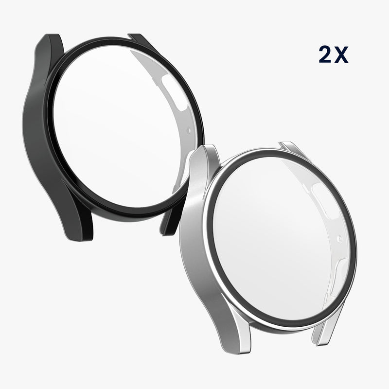 kwmobile Glas Hülle für Samsung Galaxy Watch 7 40mm Schutzhülle Fullbody Fitnesstracker Case Set