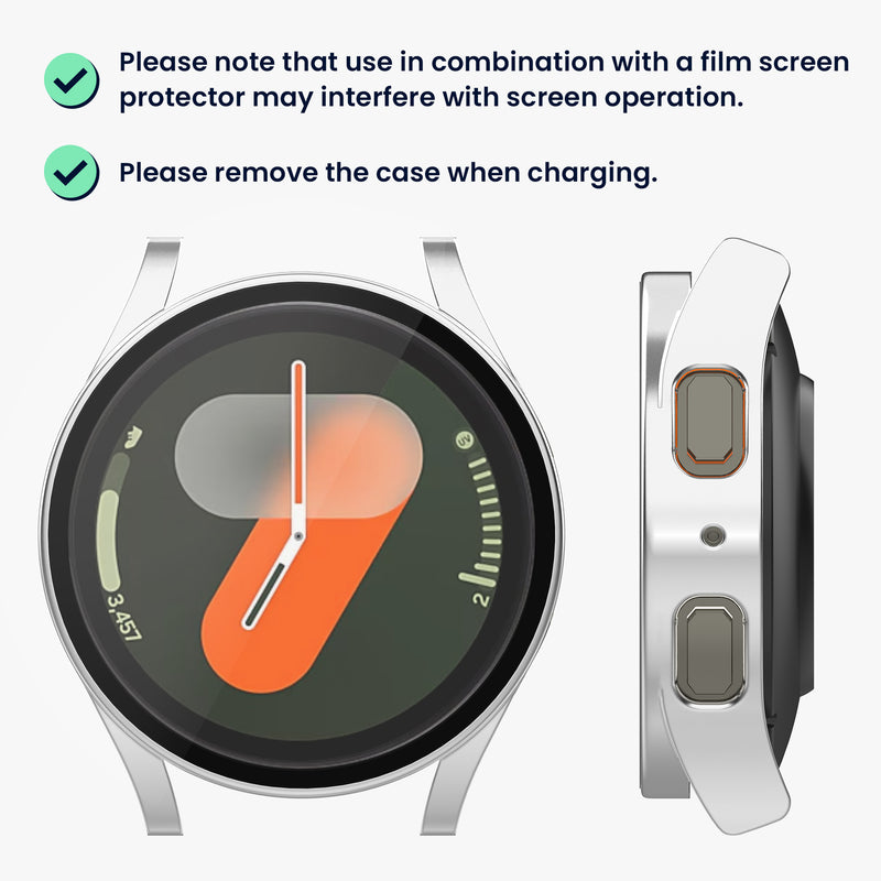 kwmobile Glas Hülle für Samsung Galaxy Watch 7 40mm Schutzhülle Fullbody Fitnesstracker Case Set