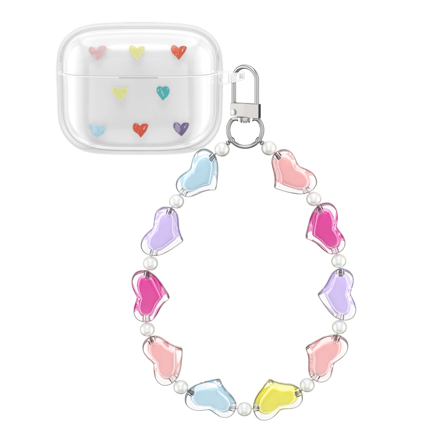 kwmobile Hülle kompatibel mit Sony LinkBuds S Case mit Schlaufe - TPU Silikon Schutzhülle Cover Kopfhörer Transparent Mehrfarbig Transparent  [dsg01]