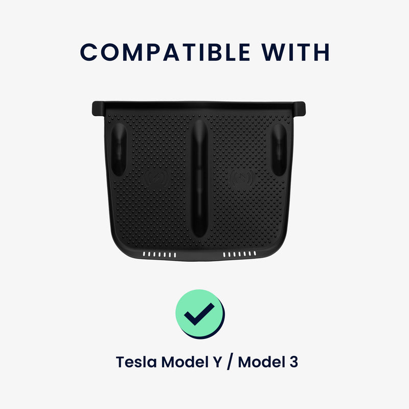 kwmobile Kabellose Ladegerät Panel Schutzabdeckung für Tesla Model Y / Model 3 - Auto Charging Pad Matte - Cover Handy Pad