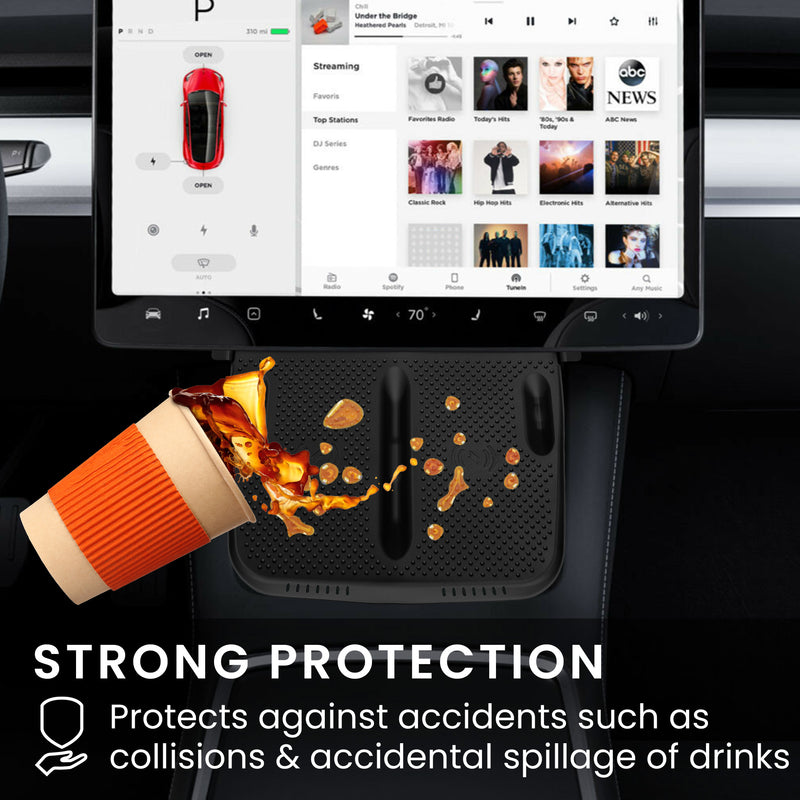 kwmobile Kabellose Ladegerät Panel Schutzabdeckung für Tesla Model Y / Model 3 - Auto Charging Pad Matte - Cover Handy Pad