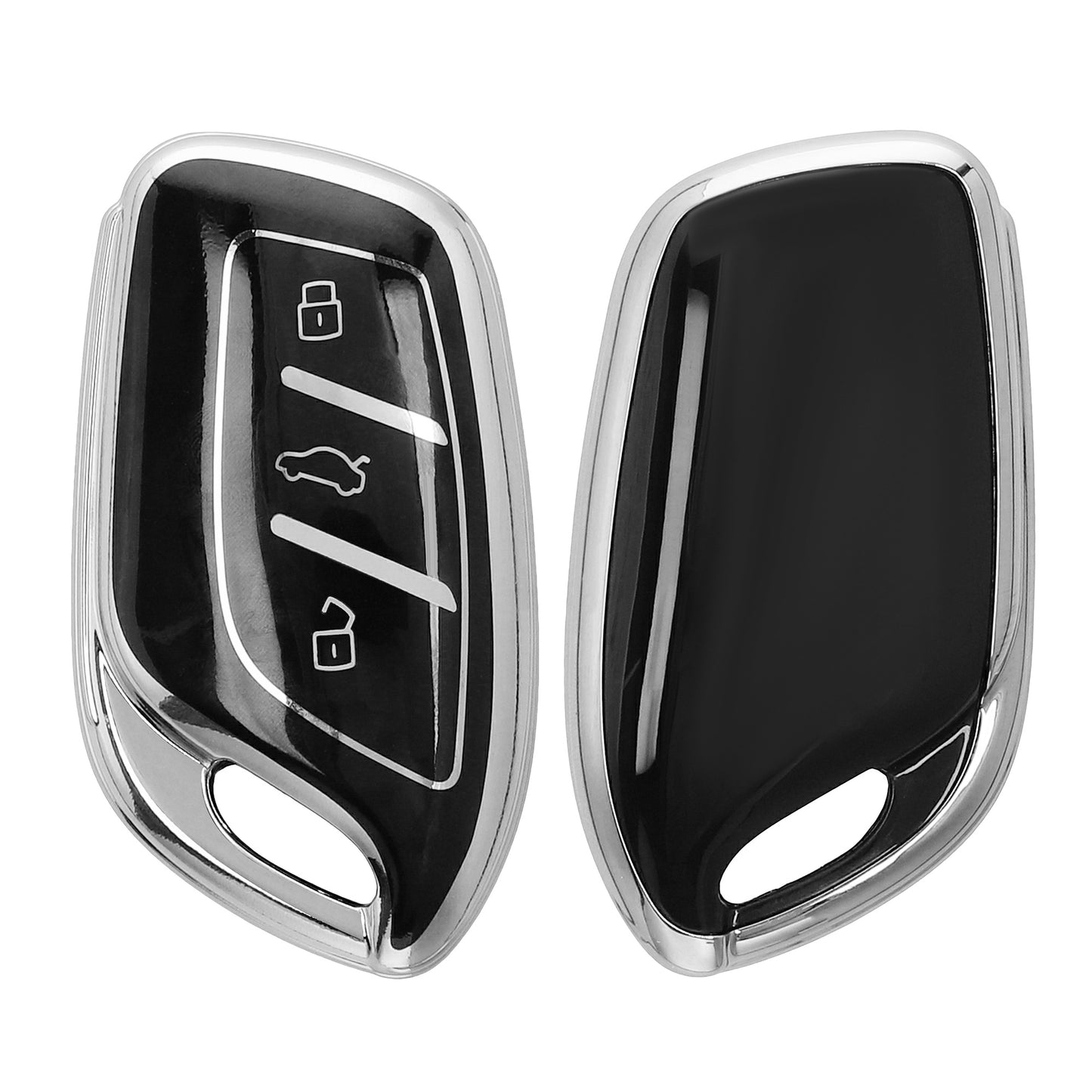 kwmobile Autoschlüssel Hülle kompatibel mit MG 3-Tasten ZS MG4 MG5 MG6 - Schlüsselhülle Silikon Cover - Schwarz Silber Schwarz  [dsg02]