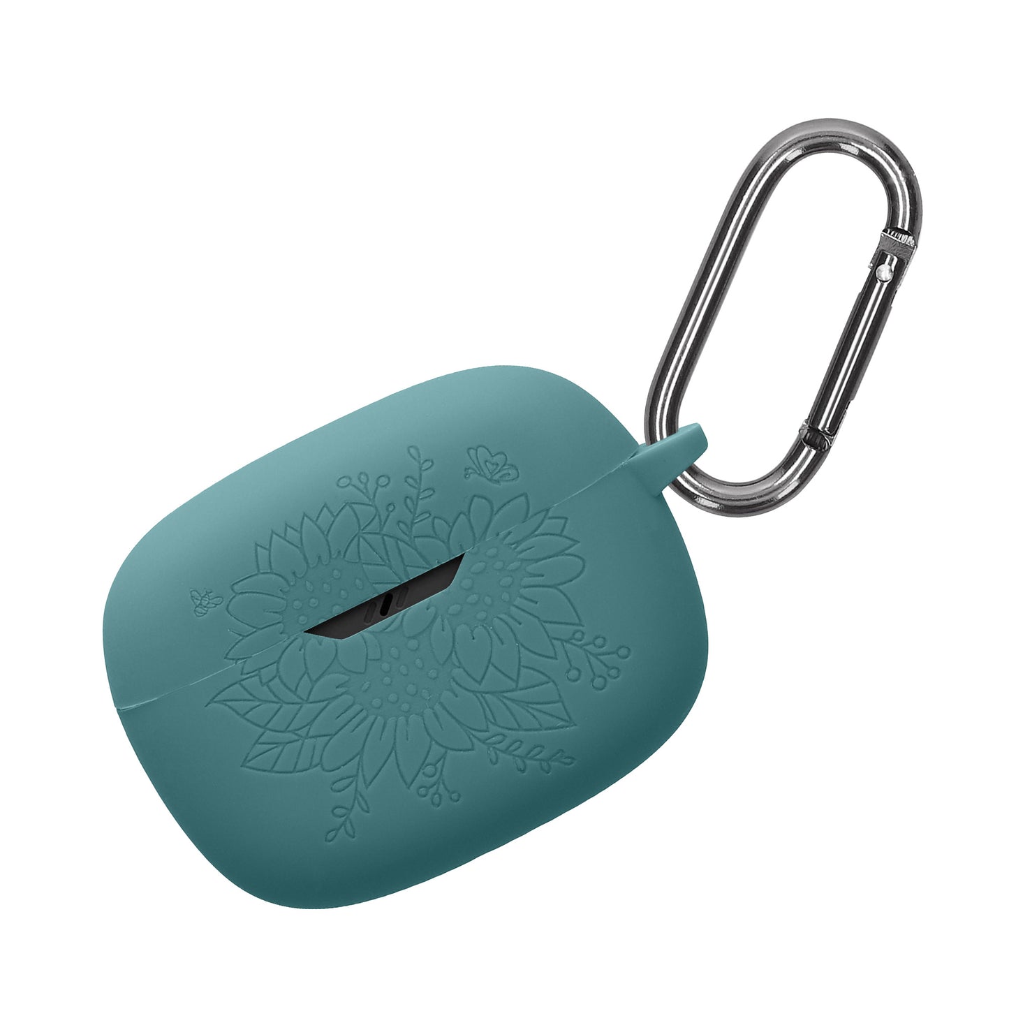 kwmobile Silikon Case für JBL Wave Beam / Beam 2 / Wave 200TWS Hülle - Kopfhörer Schutzhülle mit Karabiner - Geprägtes Muster Blaugrün Blaugrün  [dsg02]