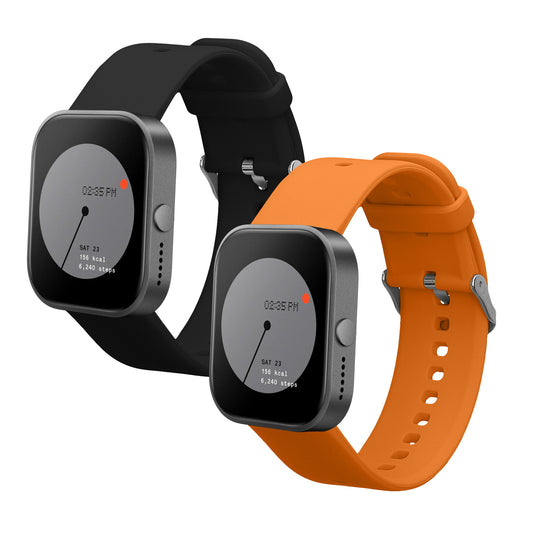 kwmobile 2x Uhrenarmband für CMF Watch Pro 2 / Watch Pro 1 Armband - Fitnesstracker Band Set aus TPU Silikon - Ersatzarmband Smartwatch - Schwarz Orange Schwarz  [dsg02]