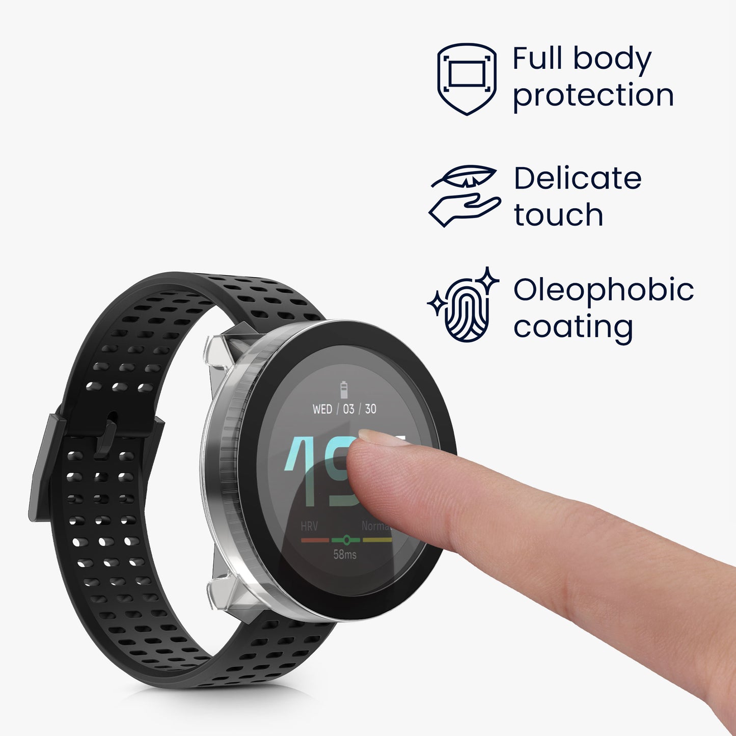 kwmobile Glas Hülle für Suunto Race S Schutzhülle Fullbody Fitnesstracker Case Set
