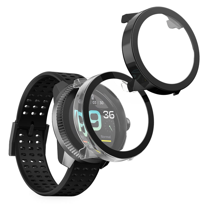 kwmobile 2x Cover kompatibel mit Suunto Race S Hülle - Fullbody Fitnesstracker Case Set aus Glas - Transparent Schwarz Transparent  [dsg02]