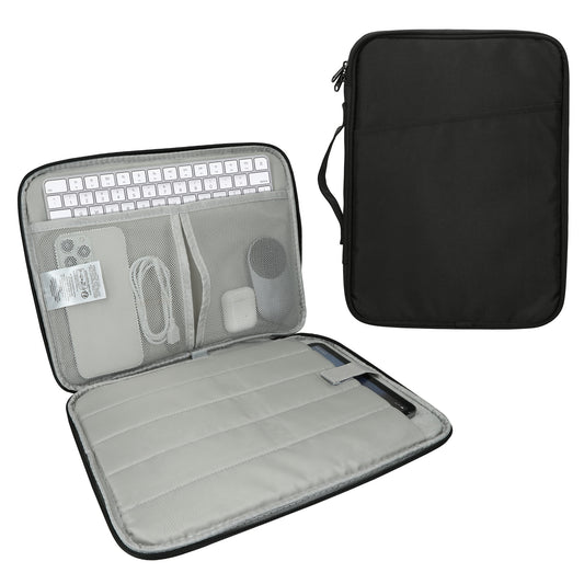 kwmobile Tablet und Tastatur Tasche kompatibel mit Magic Keyboard K380 K480 & 12,9" - 13" Tablet Hülle - Tablettasche mit zahlreichen Taschen - Bluetooth Keyboard Schutzhülle - Schwarz Schwarz  