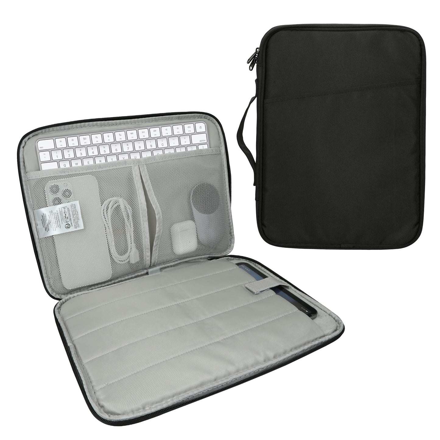 kwmobile Tablet und Tastatur Tasche kompatibel mit Magic Keyboard K380 K480 & 12,9" - 13" Tablet Hülle - Tablettasche mit zahlreichen Taschen - Bluetooth Keyboard Schutzhülle