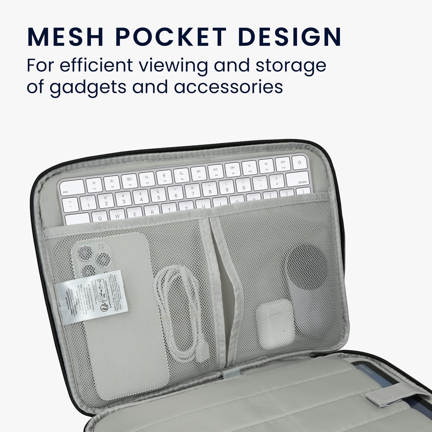 kwmobile Tablet und Tastatur Tasche kompatibel mit Magic Keyboard K380 K480 & 12,9" - 13" Tablet Hülle - Tablettasche mit zahlreichen Taschen - Bluetooth Keyboard Schutzhülle