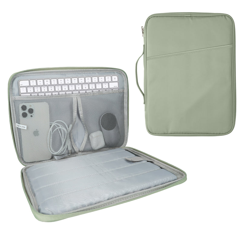 kwmobile Tablet und Tastatur Tasche kompatibel mit Magic Keyboard K380 K480 & 12,9" - 13" Tablet Hülle - Tablettasche mit zahlreichen Taschen - Bluetooth Keyboard Schutzhülle - Grün Grün  