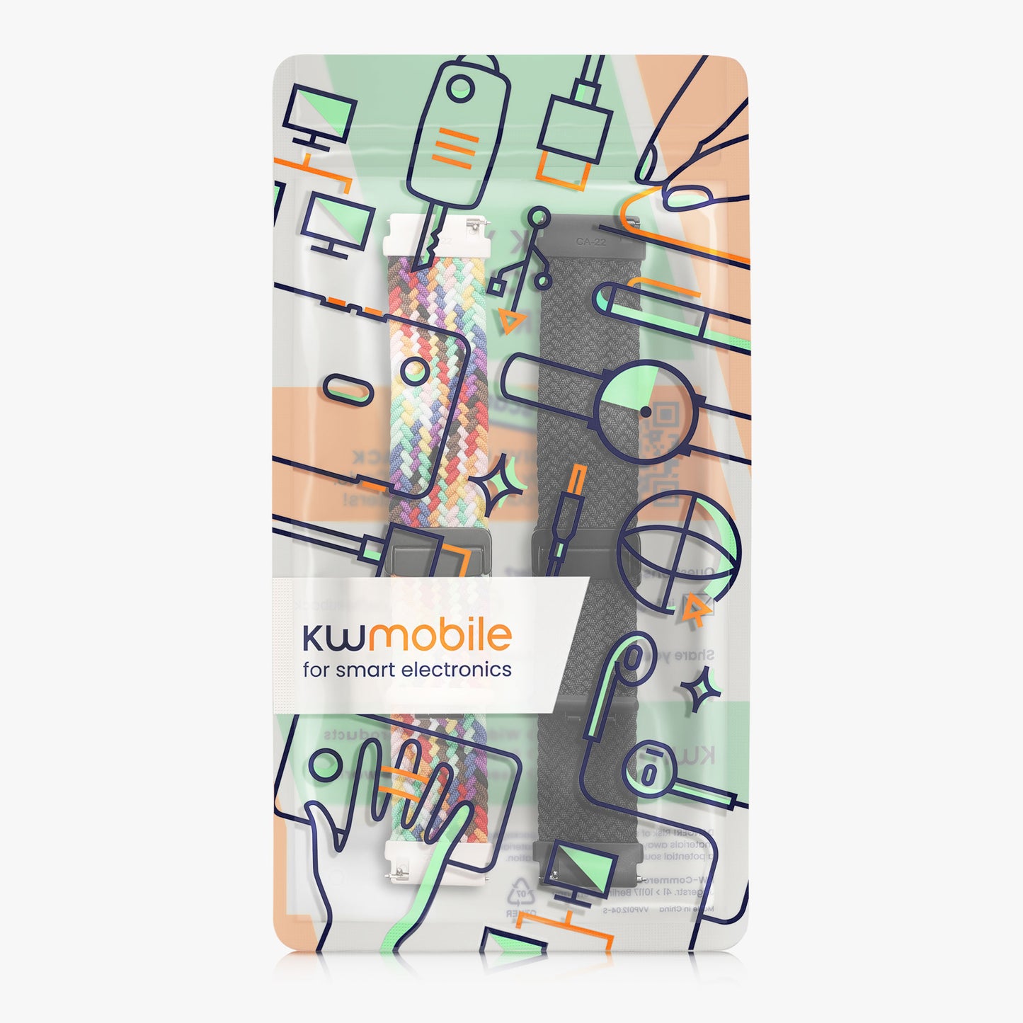 kwmobile Ersatzarmband kompatibel mit Huami 22mm Amazfit Bip 6 / Bip 5 Unity / Bip 5 / GTS 3 / Balance 2 / Helio Strap Armband Set mit Magnetverschluss