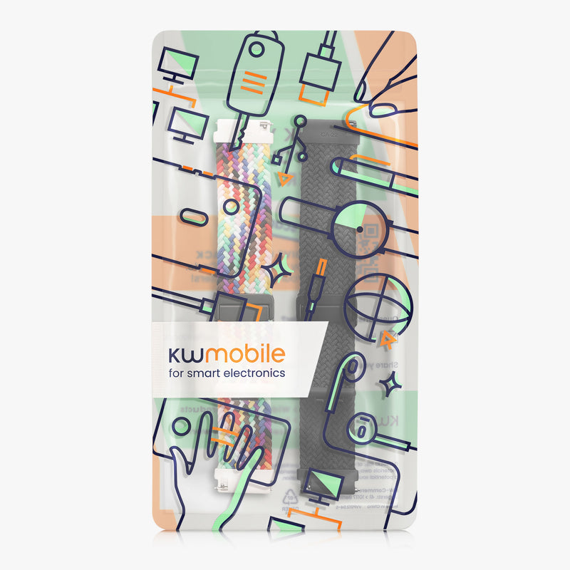 kwmobile Ersatzarmband kompatibel mit Huami 22mm Amazfit Bip 6 / Bip 5 Unity / Bip 5 / GTS 3 / Balance 2 / Helio Strap Armband Set mit Magnetverschluss