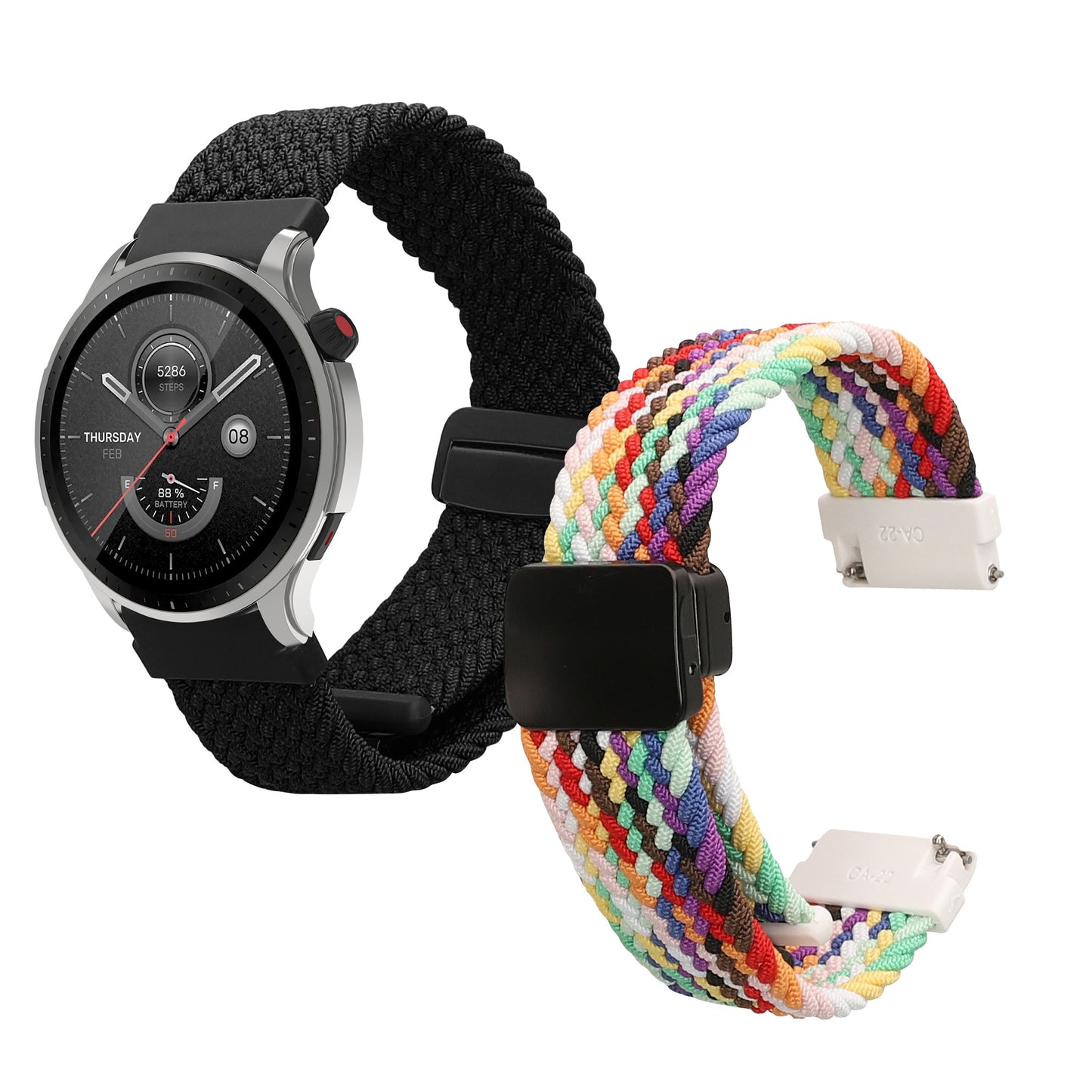 kwmobile Ersatzarmband kompatibel mit Huami 22mm Amazfit Bip 6 / Bip 5 Unity / Bip 5 / GTS 3 / Balance 2 / Helio Strap Armband Set mit Magnetverschluss