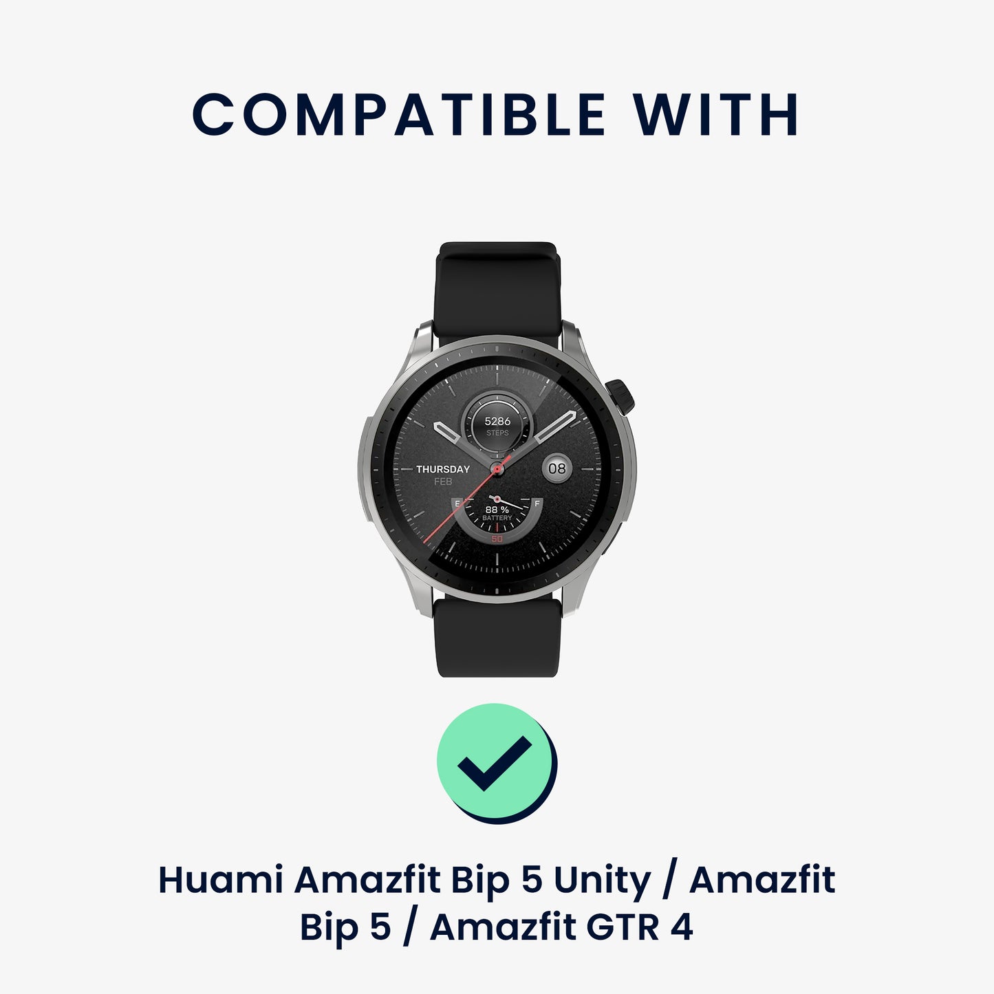 kwmobile Ersatzarmband kompatibel mit Huami 22mm Amazfit Bip 6 / Bip 5 Unity / Bip 5 / GTS 3 / Balance 2 / Helio Strap Armband Set mit Magnetverschluss
