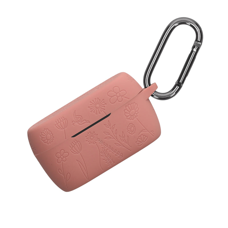 kwmobile Silikon Case für Jabra Elite 4 (not for Elite 4 Active) Hülle - Kopfhörer Schutzhülle mit Karabiner - Geprägtes Muster Dark Rose Dark Rose  [dsg01]