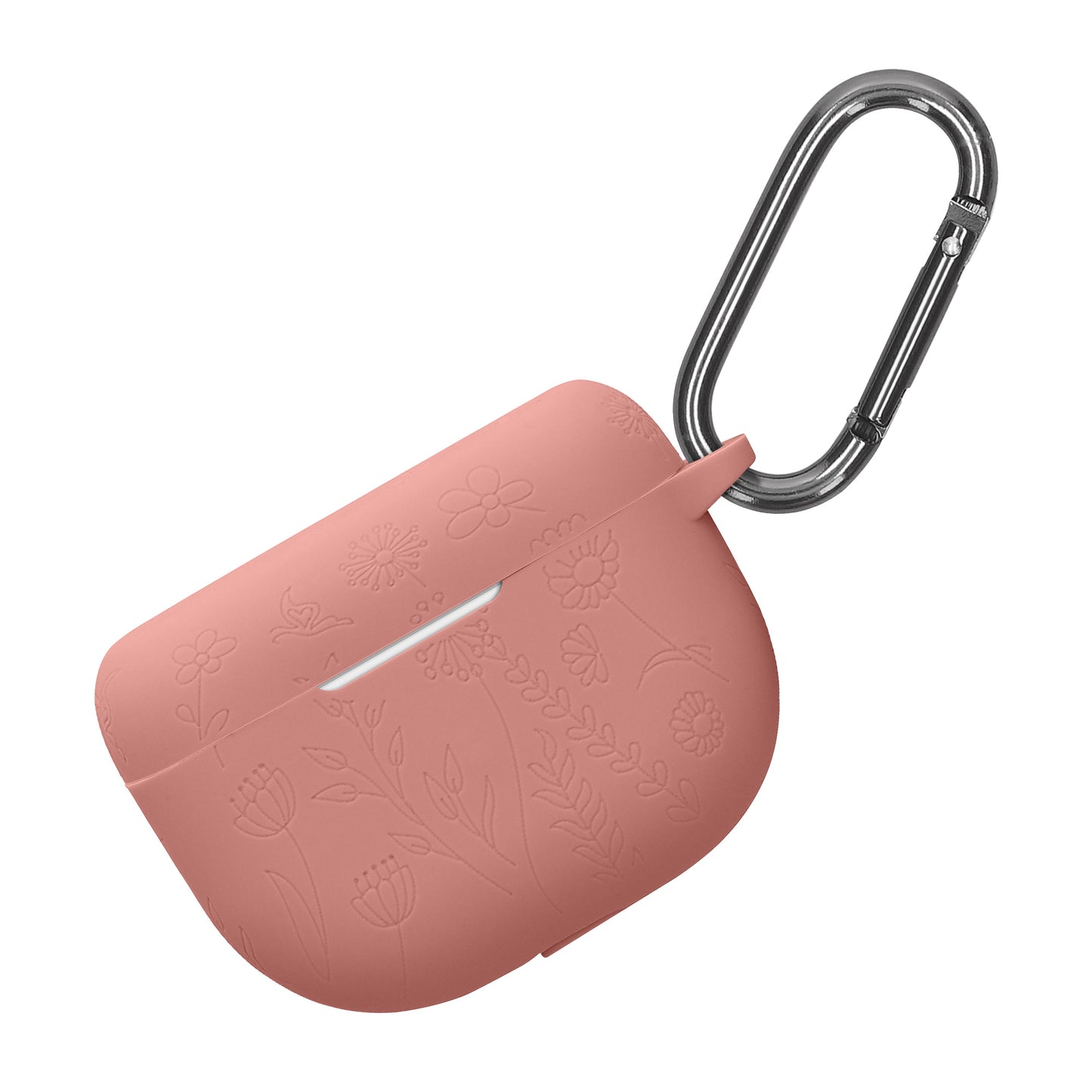 kwmobile Silikon Case für Jabra Elite 8 Active Hülle - Kopfhörer Schutzhülle mit Karabiner - Geprägtes Muster Dark Rose Dark Rose  [dsg01]