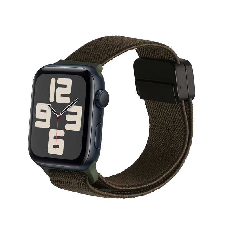 kwmobile Ersatzarmband kompatibel mit Apple Watch SE 44mm iWatch 9/8/7/6/5/4/3 44mm Armband - Nylonarmband mit Magnetverschluss - Grün Grün  