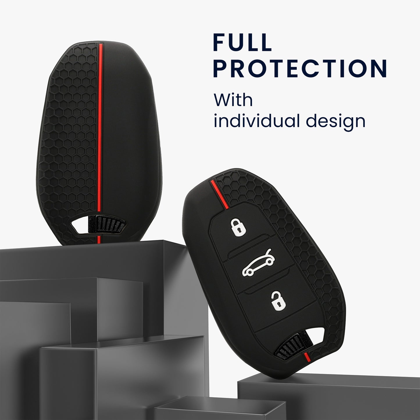 kwmobile Autoschlüssel Schutzhülle kompatibel mit Peugeot Citroen 3-Tasten Smartkey Autoschlüssel (nur Keyless Go) Hülle