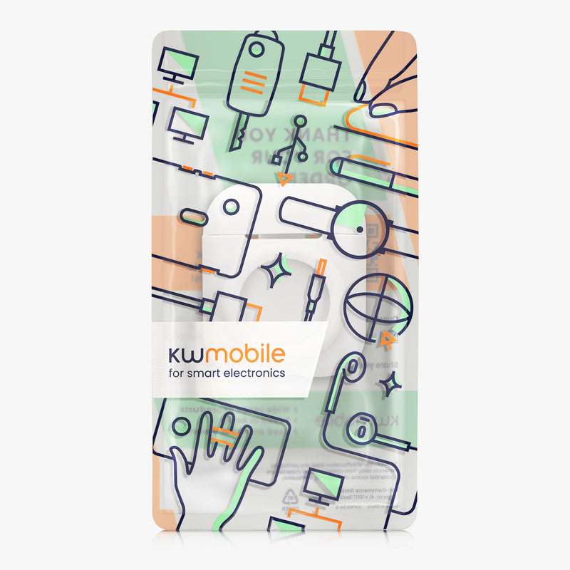 kwmobile 2-in1 Hülle kompatibel mit Apple Airpods 1 & 2 - Kopfhörer Case kompatibel mit Airtag - Schutzhülle mit Karabiner