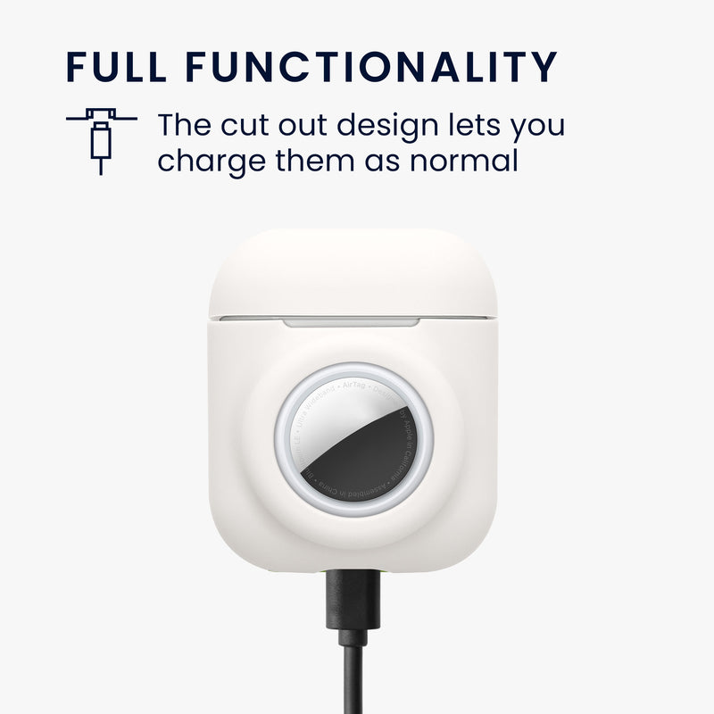 kwmobile 2-in1 Hülle kompatibel mit Apple Airpods 1 & 2 - Kopfhörer Case kompatibel mit Airtag - Schutzhülle mit Karabiner