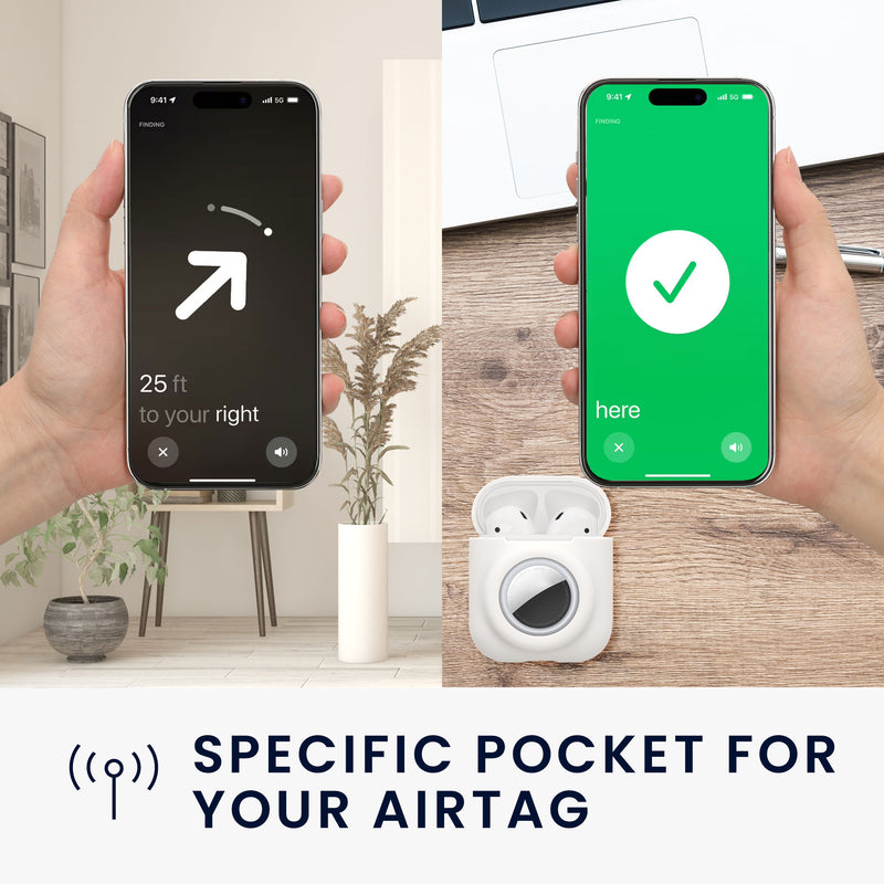 kwmobile 2-in1 Hülle kompatibel mit Apple Airpods 1 & 2 - Kopfhörer Case kompatibel mit Airtag - Schutzhülle mit Karabiner