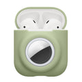 kwmobile 2-in1 Hülle kompatibel mit Apple Airpods 1 & 2 - Kopfhörer Case kompatibel mit Airtag - Weiches Silikon Cover - Schutzhülle mit Karabiner - Matcha Grün Matcha Grün  