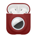kwmobile 2-in1 Hülle kompatibel mit Apple Airpods 1 & 2 - Kopfhörer Case kompatibel mit Airtag - Weiches Silikon Cover - Schutzhülle mit Karabiner - Bordeaux Bordeaux  