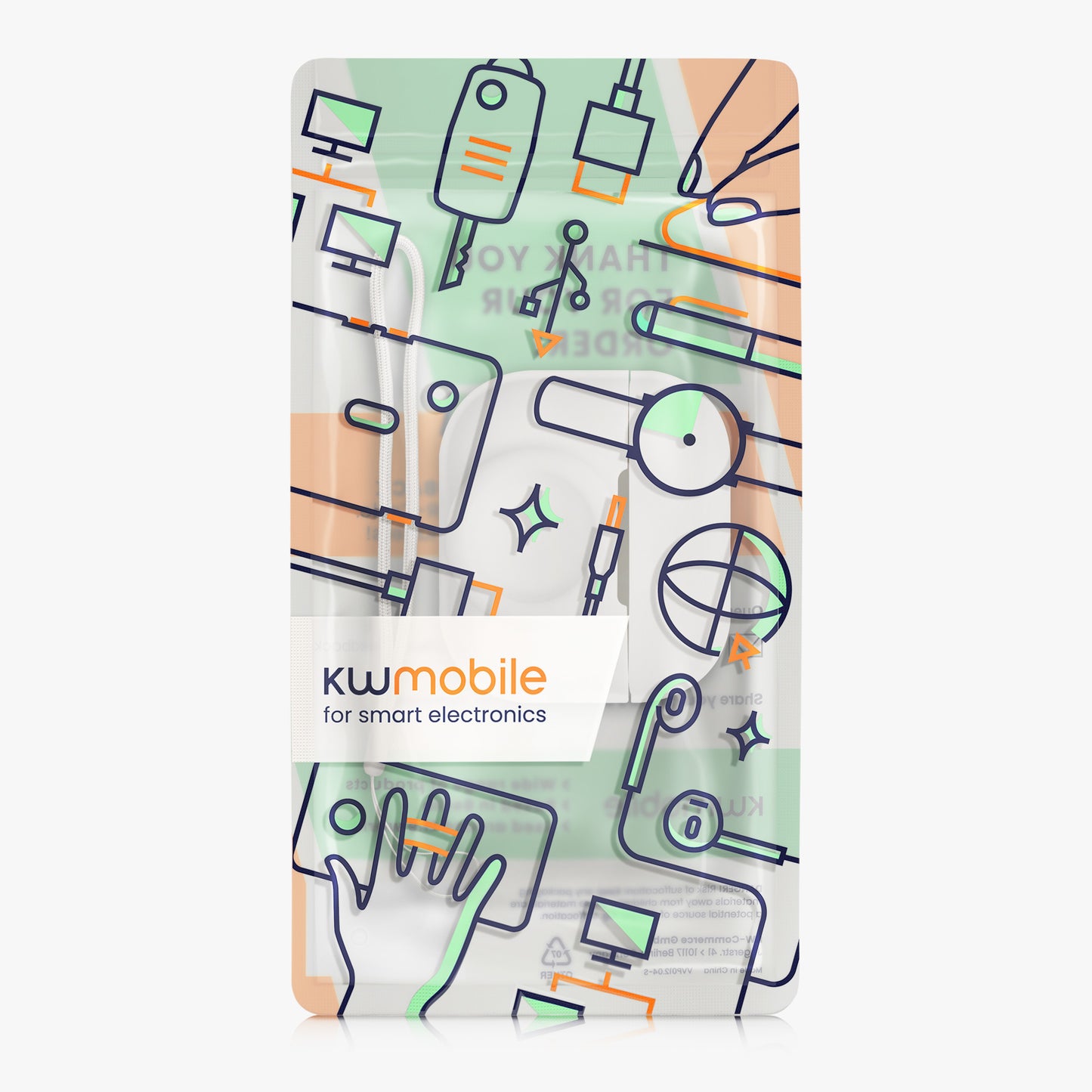 kwmobile 2-in1 Hülle kompatibel mit Apple Airpods Pro 2 - Kopfhörer Case kompatibel mit Airtag - Schutzhülle mit Karabiner