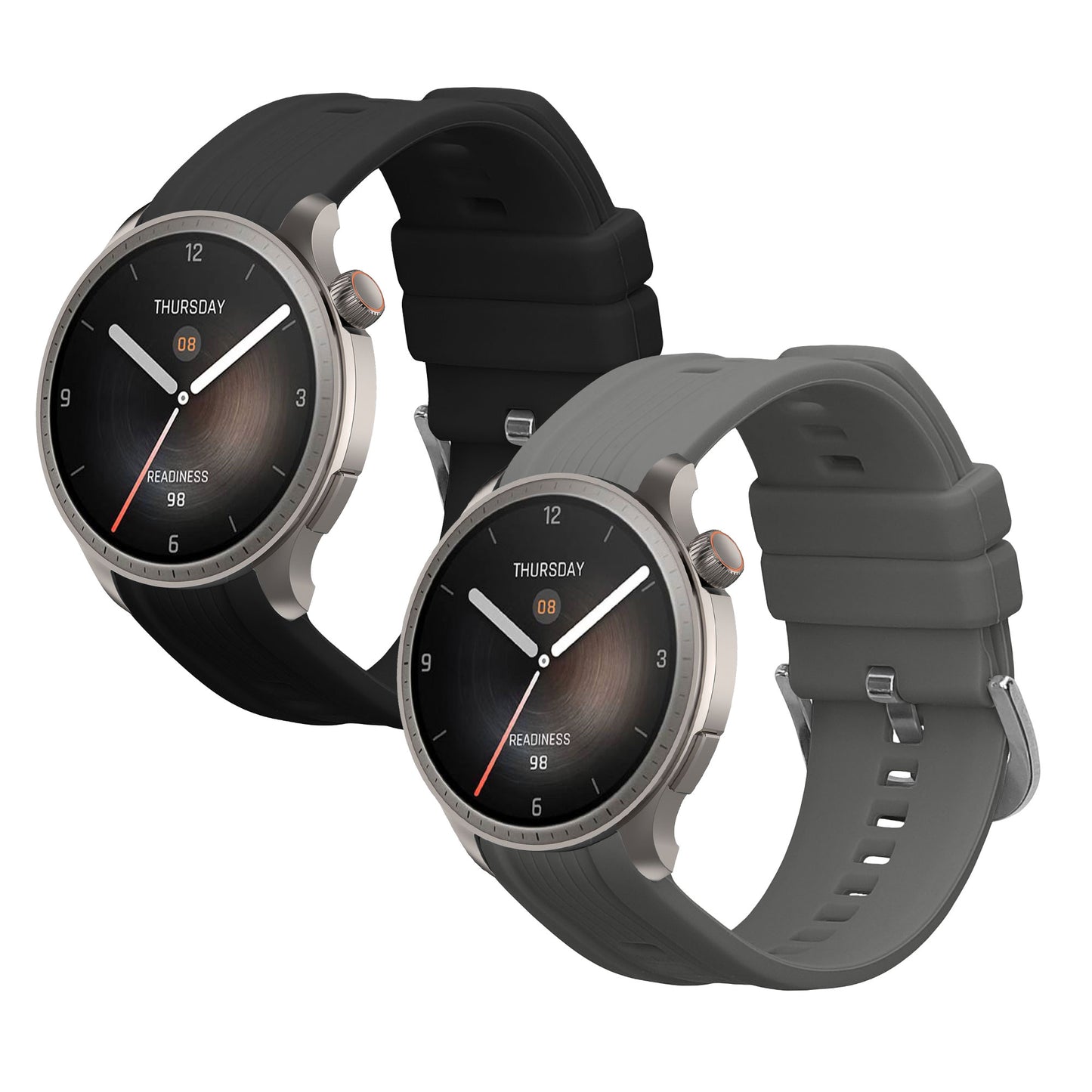 kwmobile 2x Uhrenarmband für Huami Amazfit Balance A2286 Armband - Fitnesstracker Band Set aus TPU Silikon - Ersatzarmband Smartwatch - Schwarz Grau Schwarz  [dsg01]