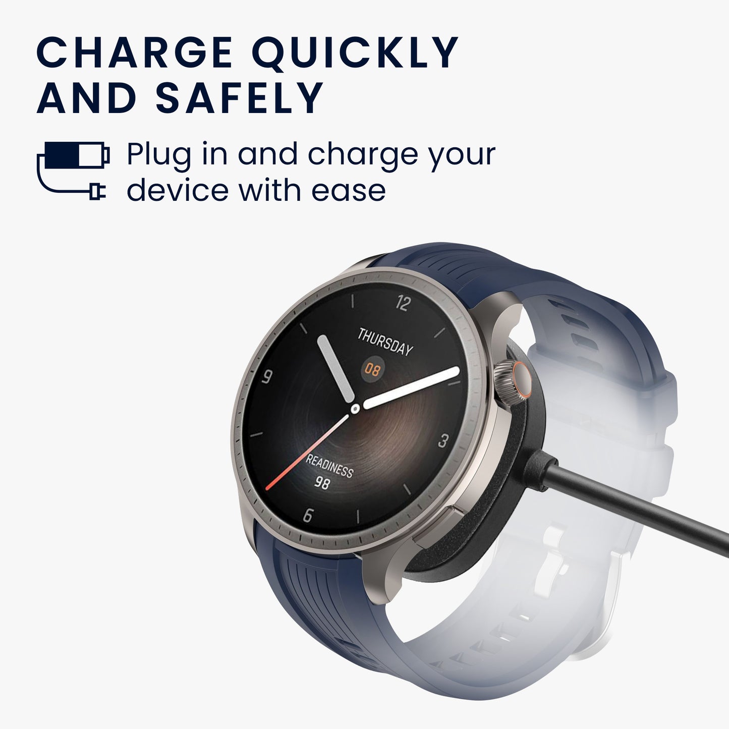 kwmobile USB Kabel Charger kompatibel mit Huami Amazfit Balance A2286 / Balance 2 A2429 / T-Rex 3 / Helio Strap Ladekabel - Smart Watch Ersatzkabel - Fitnesstracker Aufladekabel
