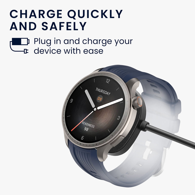 kwmobile USB Kabel Charger kompatibel mit Huami Amazfit Balance A2286 / Balance 2 A2429 / T-Rex 3 / Helio Strap Ladekabel - Smart Watch Ersatzkabel - Fitnesstracker Aufladekabel
