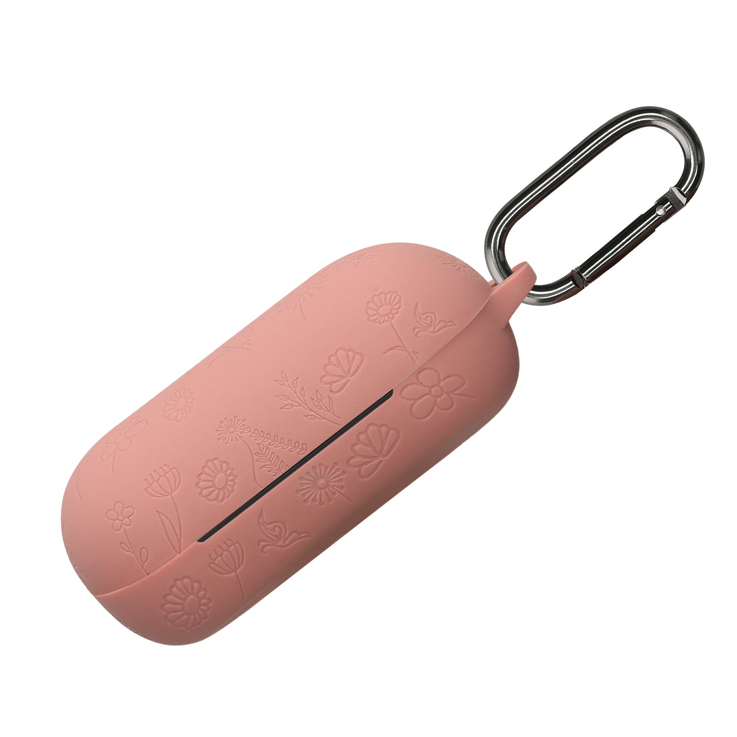 kwmobile Silikon Case für Sony WF-C700N Hülle - Kopfhörer Schutzhülle mit Karabiner - Geprägtes Muster Dark Rose Dark Rose  [dsg01]