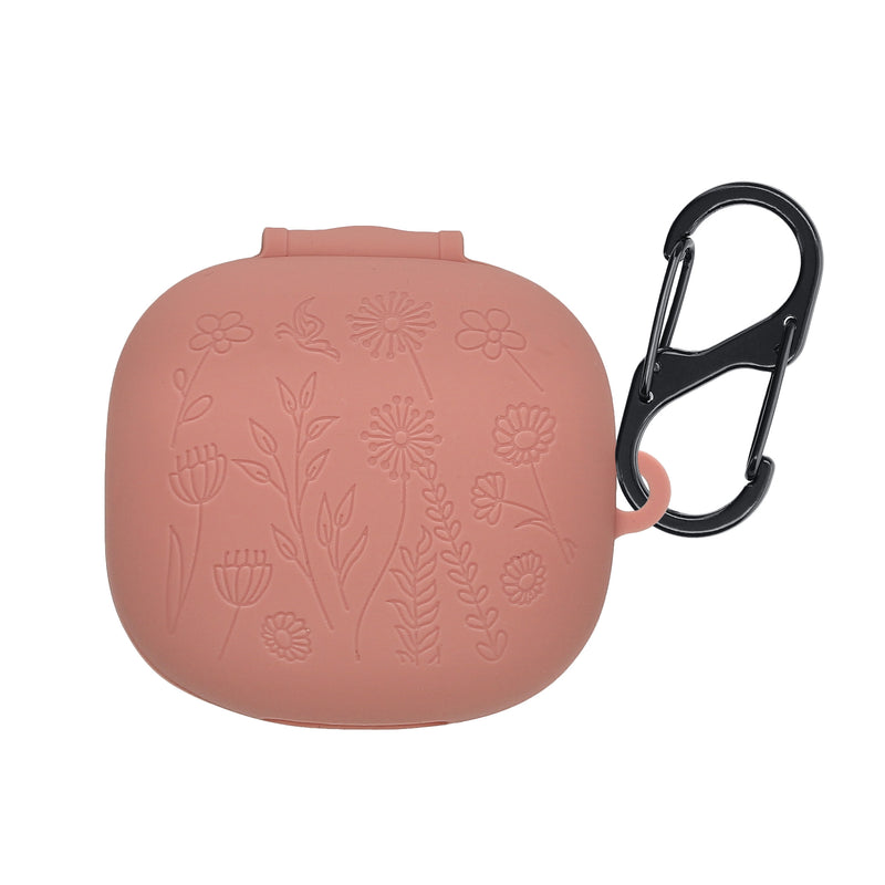 kwmobile Silikon Case für Anker soundcore P40i Hülle - Kopfhörer Schutzhülle mit Karabiner - Geprägtes Muster Dark Rose Dark Rose  [dsg01]