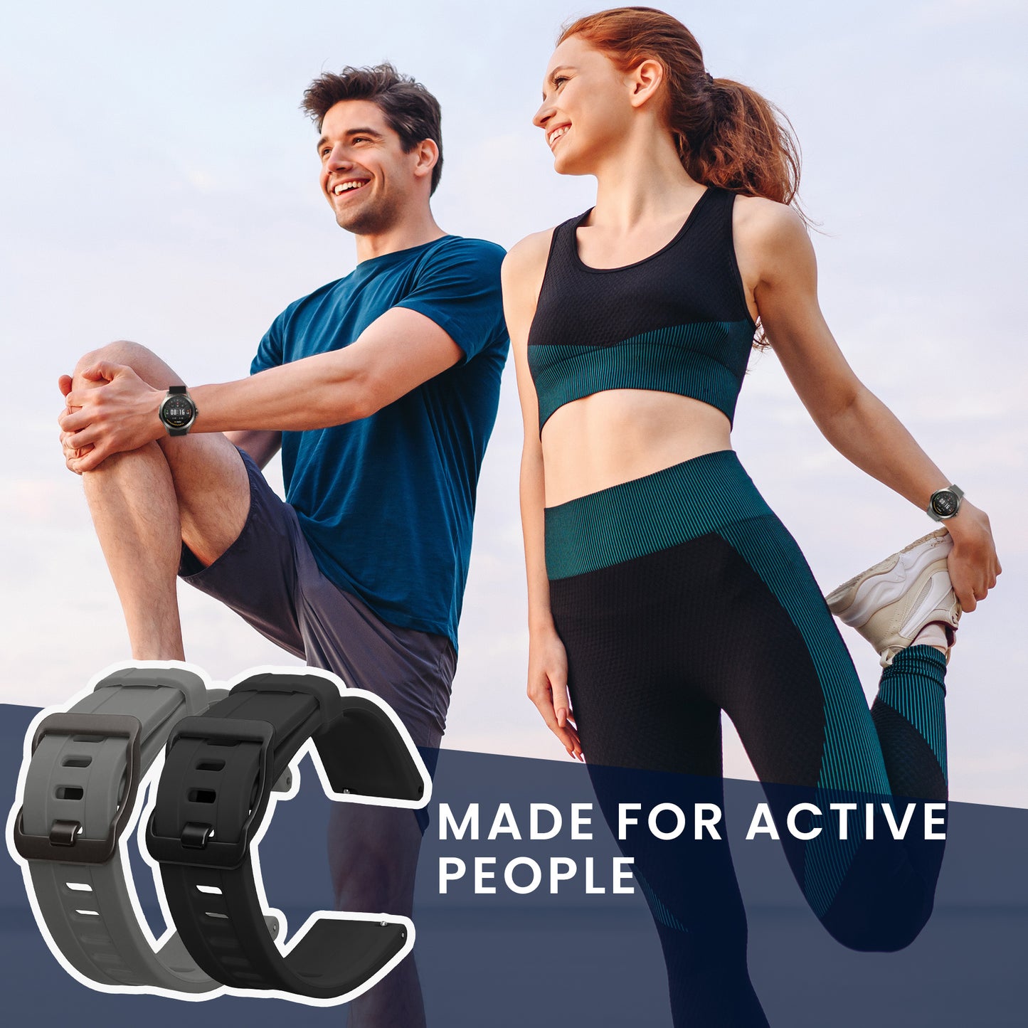 kwmobile Uhrenarmband für Xiaomi Watch S4 / S4 Sport / S3 / S2 / Watch S1 Active / Watch 5 Active Armband Fitnesstracker Band Set Ersatzarmband Smartwatch