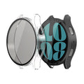 kwmobile 2x Rundum Cover kompatibel mit Samsung Galaxy Watch 6 40mm Hülle - Fullbody Fitnesstracker Privatsphäre Case - Set aus Glas - Transparent Schwarz Transparent  [dsg01]