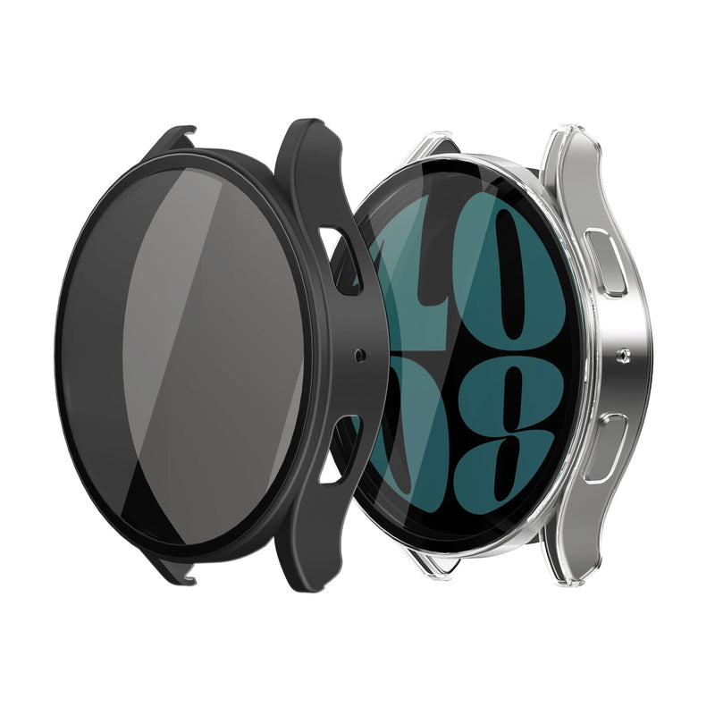 kwmobile Rundum Cover kompatibel mit Samsung Galaxy Watch 6 Hülle Fullbody Fitnesstracker Privatsphäre Case Set aus Glas