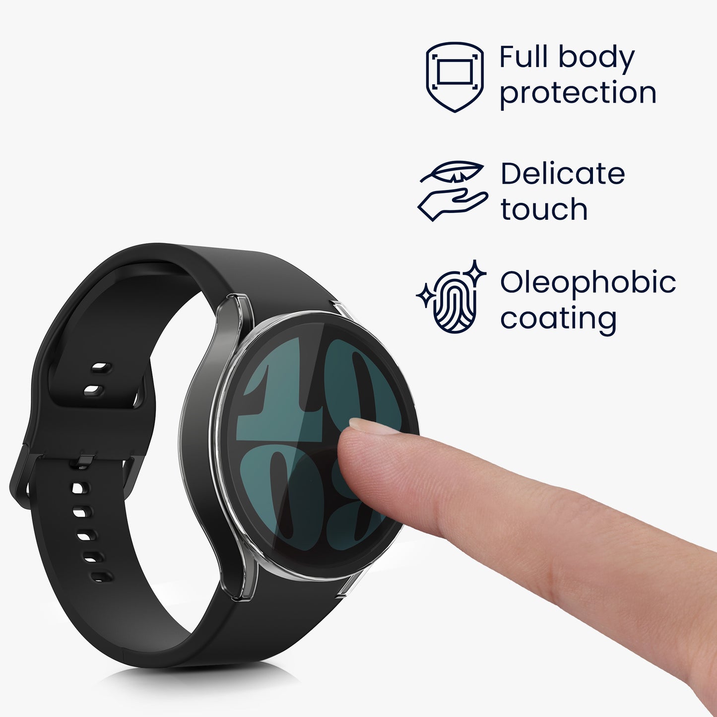 kwmobile Rundum Cover kompatibel mit Samsung Galaxy Watch 6 Hülle Fullbody Fitnesstracker Privatsphäre Case Set aus Glas