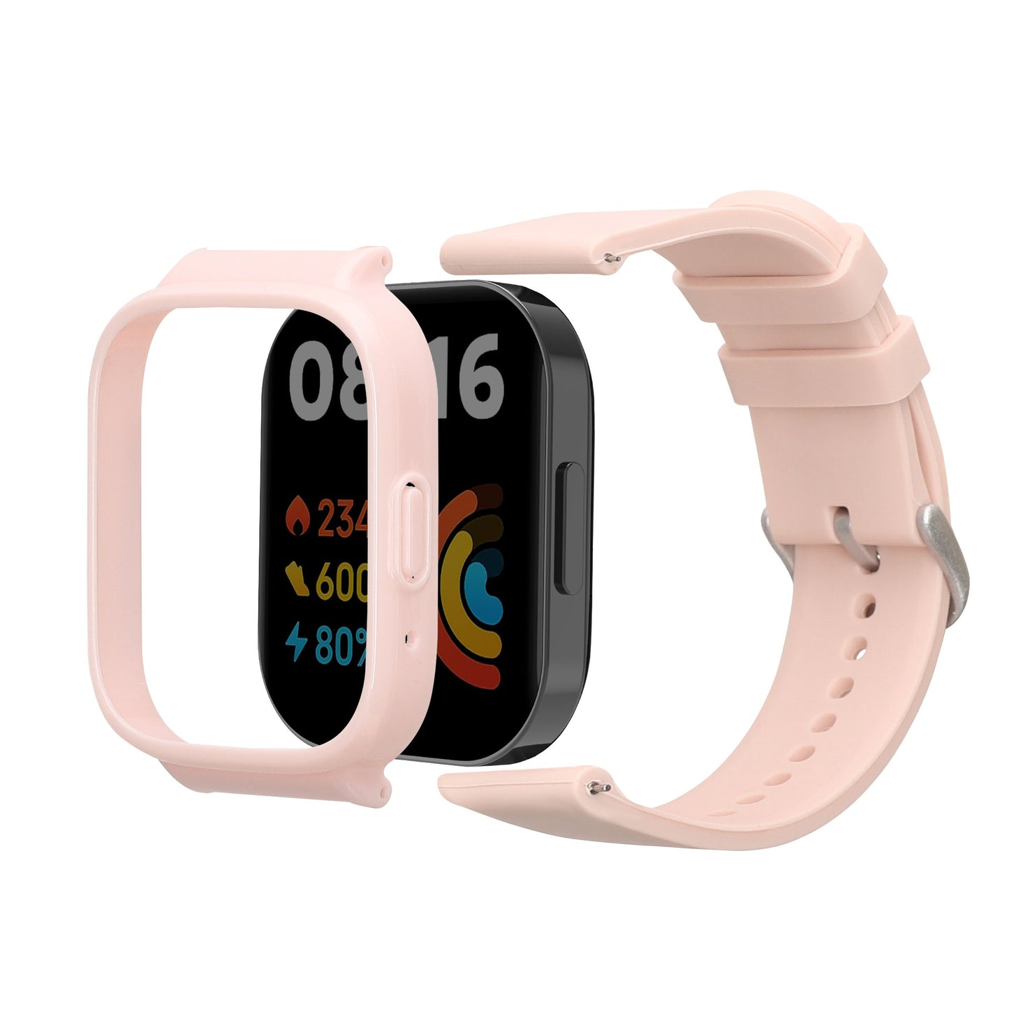 kwmobile Ersatzarmband mit Eckenschutz Hülle kompatibel mit Xiaomi kwmobile Armband - Kantenschutz-Schutzhülle und Ersatzband aus Silikon und Kunststoff - Altrosa Altrosa  [dsg02]