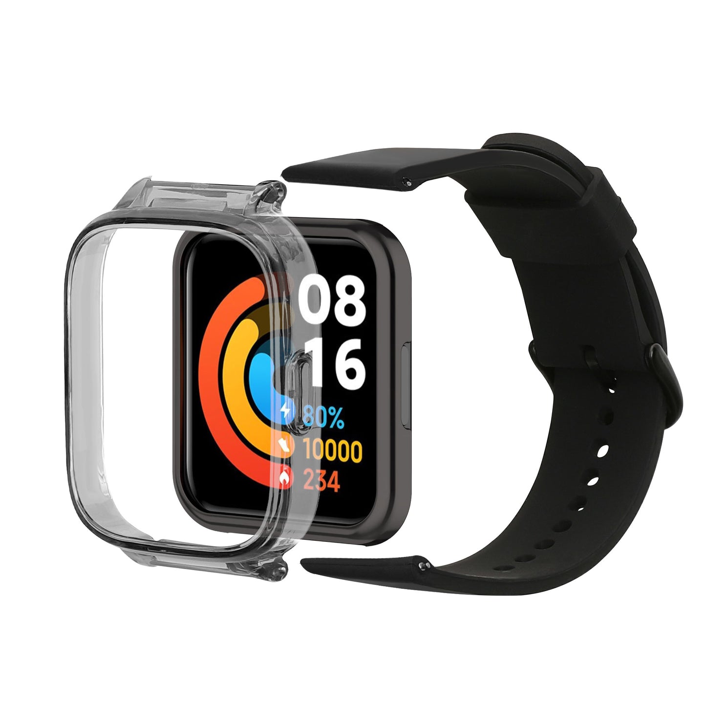 kwmobile Ersatzarmband mit Eckenschutz Hülle kompatibel mit Xiaomi kwmobile Armband - Kantenschutz-Schutzhülle und Ersatzband aus Silikon und Kunststoff - Schwarz Schwarz  [dsg01]